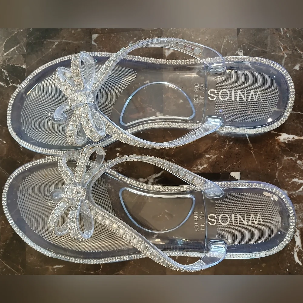 Shimmering Rhinestone Clear Sandals - Picture 4 of 7